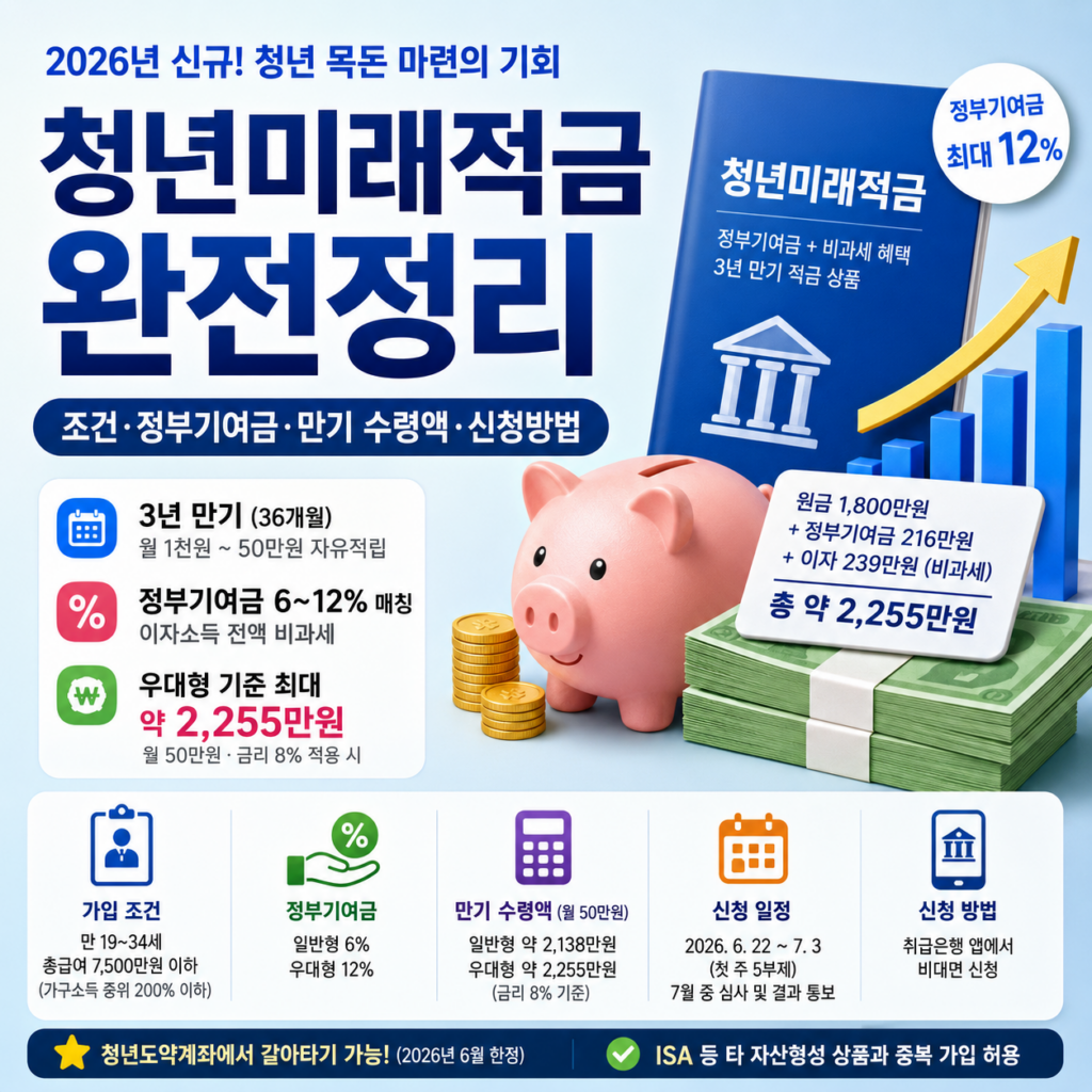 청년미래적금 조건, 정부기여금, 만기수령액, 신청방법 완전정리
