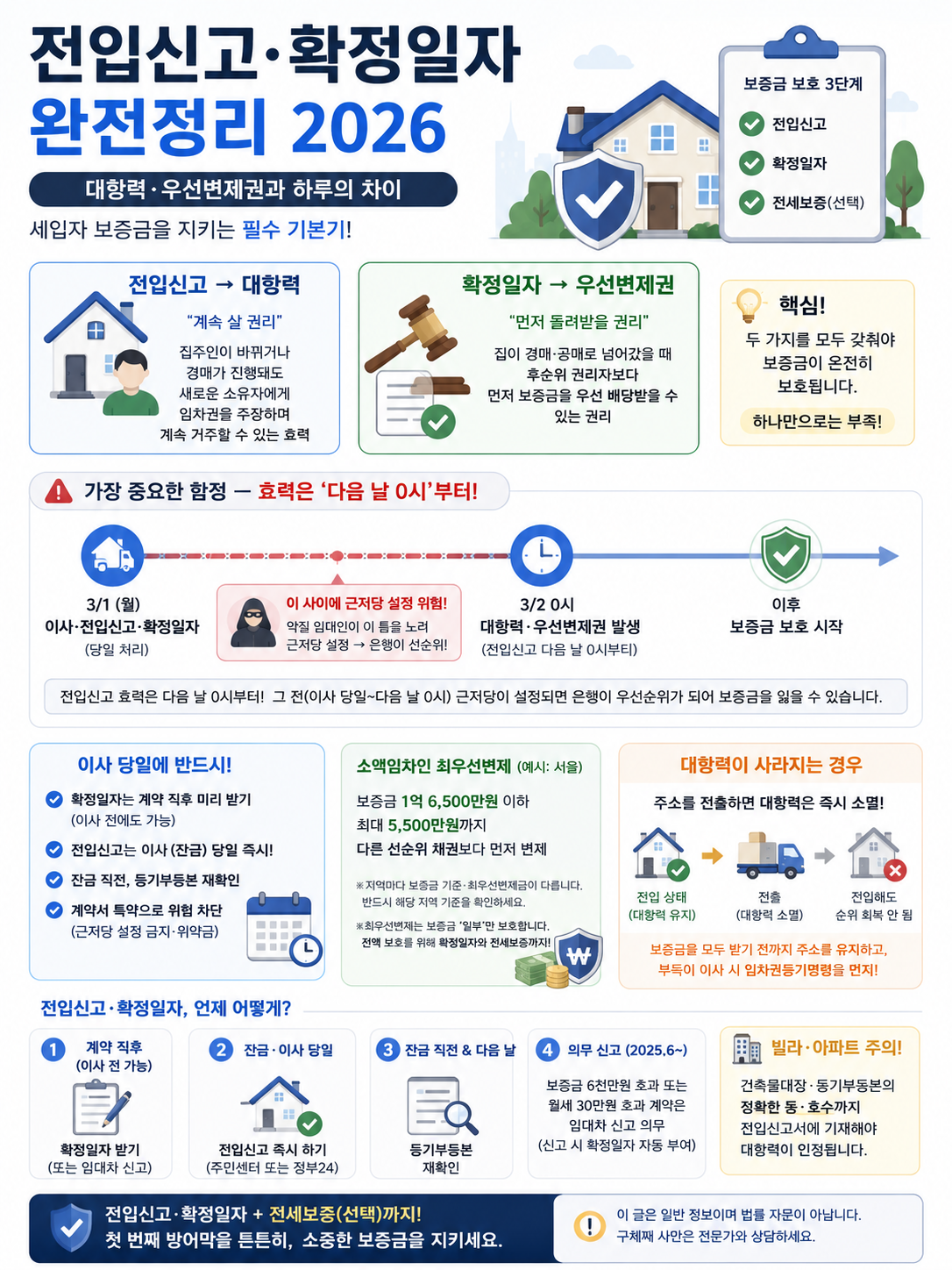 전입신고, 확정일자의 신고방법, 일정